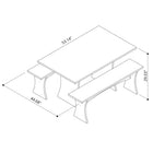 Manhattan Comfort Coney 53.14" Mid-Century Modern Dining Set - Grey - Set of 3-Seating Space Capacity for 6 Persons