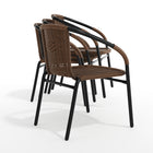 Flash Furniture Medium Brown Rattan Indoor-Outdoor Restaurant Stack Chair-Curved back and integrated arms
