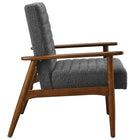 Modway Jensen Boucle Fabric Accent Chair - Walnut Charcoal-Rubberwood Legs