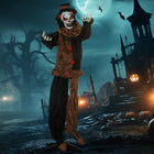 Outsunny Animatronic Clown Prop with Light Up Eyes Halloween Decoration-Activates automatically by touch or loud sounds, or manual activation option via button 