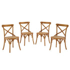 Modway Gear Dining Side Chair - Walnut - 4 Pack-Tapered legs
