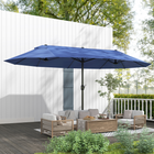 Outsunny Extra-Large Double-Sided Patio Umbrella - 15' - Blue-Superior strength and durability with the rust resistant steel pole and 12 steel ribs