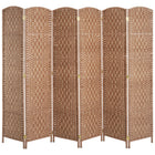 HOMCOM 6 Panels Hand-Woven Freestanding Room Divider for Home Office - Natural-Great for creating a personal space or dividing up large rooms
