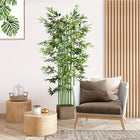 HOMCOM 5' Tall Artificial Bamboo Tree for Home Decor - Green-Enjoy evergreen beauty with zero watering, pruning, or maintenance required 