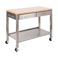 Seville Classics - Work Center Island Table - 48" L x 24" W x 36" H - Stainless Steel -Solid polyurethane-coated wood top measures 1.5" thick