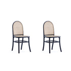 Manhattan Comfort Paragon 1.0 17.52" Industry Chic Upholstered Dining Chair - Black and Grey - Set of 2-Modern - Industry Chic Cane Dining Chair Perfect for Dining Room Use. Set of 2