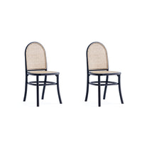 Manhattan Comfort Paragon 1.0 17.52" Industry Chic Upholstered Dining Chair - Black and Grey - Set of 2-Modern - Industry Chic Cane Dining Chair Perfect for Dining Room Use. Set of 2