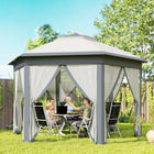 Outsunny 13 ft W x 13 ft L Pop Up Canopy Tent for Outdoor - Grey-Steel construction screen tent in powder coating, anti-peeling and corrosion free