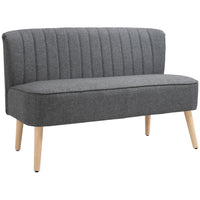 HOMCOM 46" Upholstered Loveseat Sofa with Wood Legs - Grey-Breathable linen-feel fabric resists wrinkles and deformation