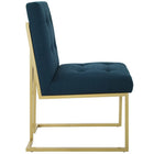 Modway Privy Gold Stainless Steel Upholstered Fabric Dining Accent Chair - Gold/Azure-Gold Stainless Steel Base