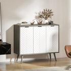HOMCOM Modern 36" L Sideboard Buffet Cabinet - Grey-Embossed chevron pattern on the door panels for a cool stand-out look