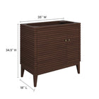 Modway Ledger 36" Wood Bathroom Vanity Cabinet - Walnut-Tapered Legs