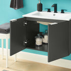 Modway Maybelle 24" Wall-Mount Bathroom Vanity - Grey/White-Ceramic Sink Basin