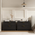 Manhattan Comfort Grace 28" Modern 2-Drawer Nightstand Set - Black and Gold-Two spacious drawers provide convenient storage for bedside essentials