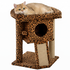 PawHut Small Cat Tower with Perch & Scratching Post - Leopard Print-Multiple levels, so cats can enjoy climbing 
