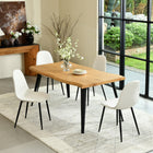 Homy Casa Charlton Upholstered Dining Chair - Ivory Beige Fabric  with Black Metal Legs - 4 Pack-Sturdy Metal Legs: Black metal legs provide stability and a stylish contrast to the light-colored upholstery.