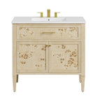 Modway Elysian 36" Wood Bathroom Vanity - White/Burl-Assembly Required
