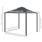 Outsunny 10 ft W x 10 ft L Patio Gazebo Outdoor - Canopy Shelter - Dark Grey-4 pulling ropes and 12 ground nails add extra stability