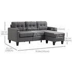 HOMCOM 3 Seater Sectional Sofa with Ottoman - Dark Grey-L-shaped sofa design, suitable for various settings from the living room to the bedroom