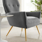 Modway Renata Button Tufted Performance Velvet Armchair - Grey-Responsive Support System