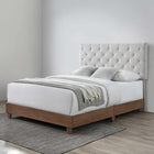 Modway Rhiannon Diamond Tufted Upholstered Fabric Queen Bed - Walnut Beige-MDF and Wood Construction