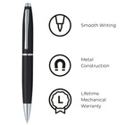 A.T. Cross Calais Ballpoint Pen - Matte Black-Cross products are unquestionably guaranteed against mechanical failure and all writing instruments are backed by a Lifetime Mechanical Warranty. 