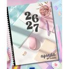 Pomme & Gribouillis Student Agenda 26-27 Weekly/Monthly Planner - 11-1/2" x 9-1/2" - Calm Life - English-A “My Courses” section: each month includes a two‑page monthly calendar, a page to track assignments, a half‑page to note exams, a page for monthly goals, one or two notes pages, and hourly weekly spreads (from 6 a.m. to 9 p.m.)
