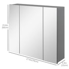 Kleankin Wall Mount Medicine Cabinet with Mirror - 28" W x 24" D - Grey-Adjustable shelf, meet various storage requirements