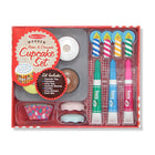 Melissa & Doug Bake & Decorate Cupcake Set -4 cupcakes, 4 cupcake tops, 8 cupcake sleeves, 4 candles, baking tray, and oven mitt