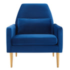 Modway Liliana Performance Velvet Armchair - Navy-Sturdy Construction