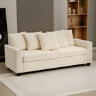 HOMCOM Corduroy 3 Seater Sofa Couch with 8 Removable Pillows - Beige-Upholstered in soft corduroy for a warm and skin-friendly touch
