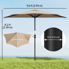 Outsunny Half-Round Patio Umbrella with Crank and Vent - 9.8' - Coffee-Top vent to reduce the situation of being overturned by wind