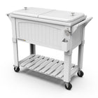 Permasteel 80 qt Furniture Style Patio Cooler with Divider - White-Spacious 80 quart capacity provides generous storage for up to 110 12oz cans, plus ice