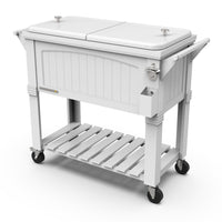 Permasteel 80 qt Furniture Style Patio Cooler with Divider - White-Spacious 80 quart capacity provides generous storage for up to 110 12oz cans, plus ice