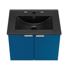 Modway Maybelle 24" Wall-Mount Bathroom Vanity - Navy/Black-L-Shaped Metal Pulls