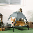 PawHut Elevated Cooling Pet Bed with Canopy for Medium Dogs - Grey-Features a lightweight, steel frame making it highly durable 