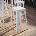 Flash Furniture 30" High Backless Distressed Metal Indoor-Outdoor Barstool - White-500 lb. Weight Capacity