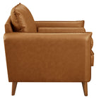 Modway Revive Upholstered Vegan Leather Accent Armchair - Tan-Wood Legs With Non-Marking Glides