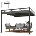 Outsunny Retractable Pergola Canopy Wall-Mounted Pergola - 10' x 10' - Dark Grey-Space-saving two-post design mounts to the wall, offering superior stability 