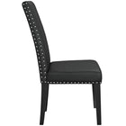 Modway Parcel Dining Faux Leather Side Chair - Black-Black Stained Tapered Wood Legs