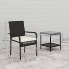 Outsunny 3 Piece Patio Furniture Set with Stackable Chairs - Washable Cushion - Tempered Glass Top-Effortless stackability for space-saving storage 
