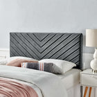 Modway Alyson Angular Channel Tufted Performance Velvet Full/Queen Headboard - Charcoal-Performance Velvet Upholstery