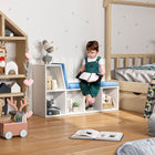 HOMCOM Bookshelf with Reading Nook - Blue-Suitable for living room, bedroom, study, and office
