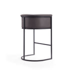 Manhattan Comfort Cosmopolitan 23.7" Mid-Century Modern Faux Leather Upholstered Bar Stool - Pebble and Black - 3 Pack-Delivered to you Fully Assembled! No Assembly Required
