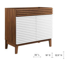 Modway Render 36" Bathroom Vanity Cabinet - White/Walnut-Smooth Laminate