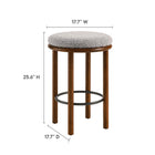 Modway Fable Boucle Fabric Counter Stools - Walnut Taupe - Set of 2-Round Padded Seat