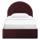Modway Solana Arched Performance Velvet Twin Platform Bed - Mulberry-Platform Bed Frame
