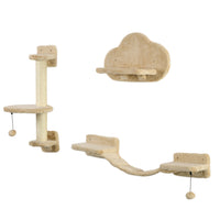 PawHut Cat Wall Shelf with Scratching Post, Play Balls and Platforms-Includes perches, a ladder, platforms, and scratching post 