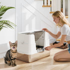 PawHut XL Stainless Steel Litter Box with 100° Flip Top and Scoop-Three-in-one design: open, semi-enclosed, or fully enclosed setup 