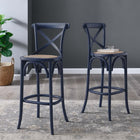 Modway Gear Bar Stool - Midnight Blue-Woven Rattan Set